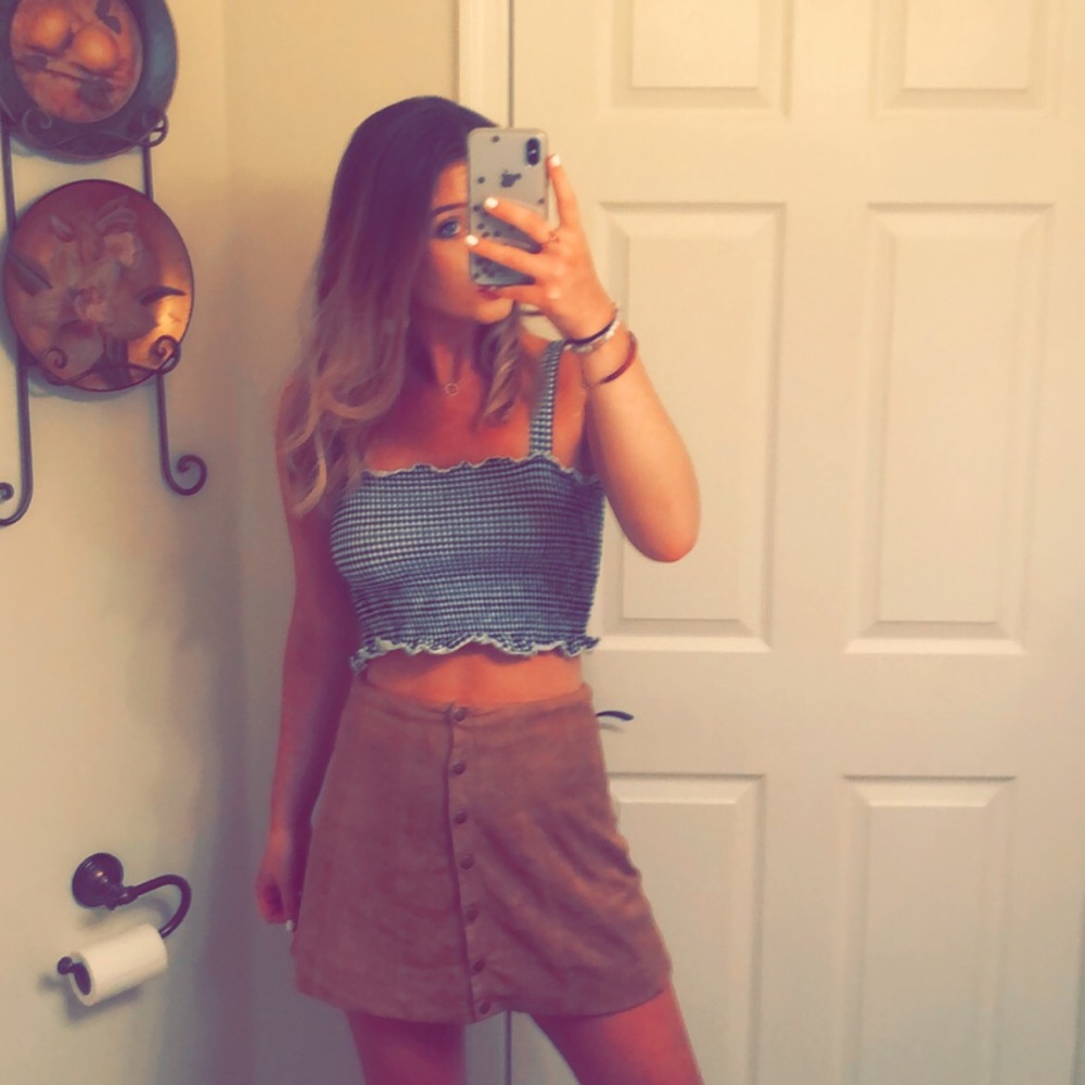 Beige button down skirt